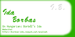 ida borbas business card